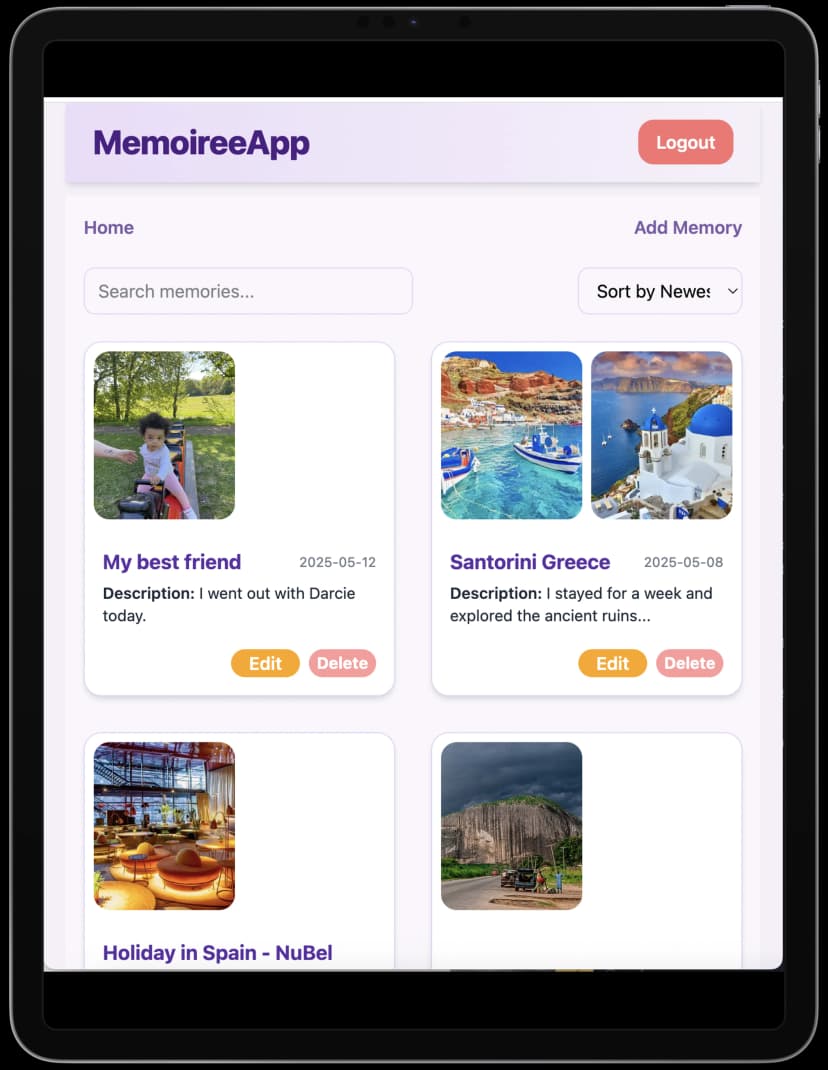 ipad log-event screen