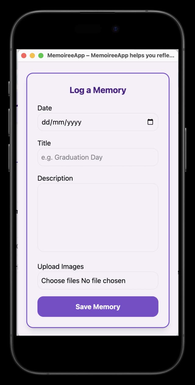 log-event mobile screen